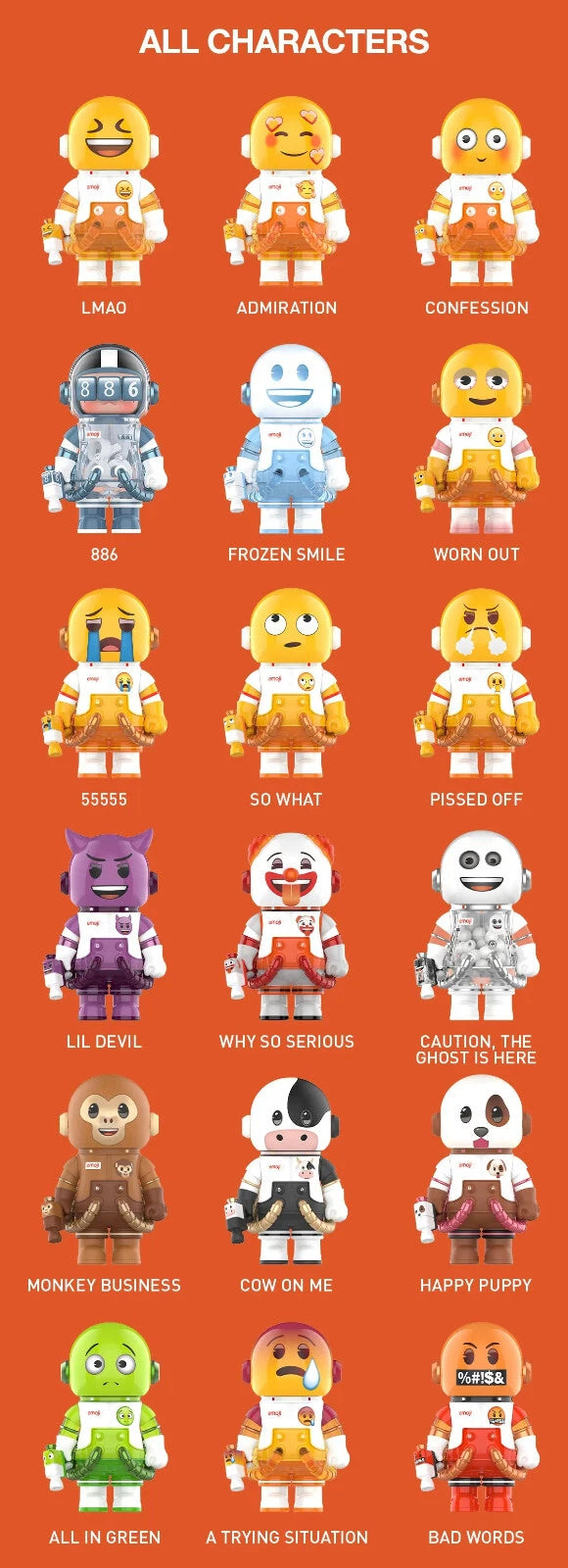 POP MART MEGA Space Molly 100% × Emoji Series, Molly Blind Box Figures