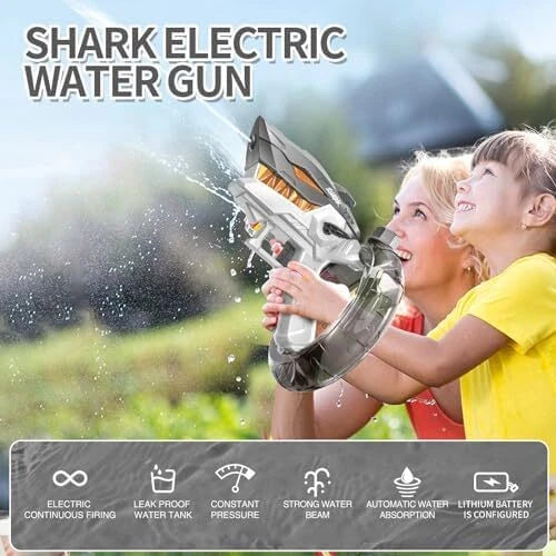 Shark Electric Water Gun 32Ft Range Automatic Water Gun Kids Toy w/ Big Capacity
