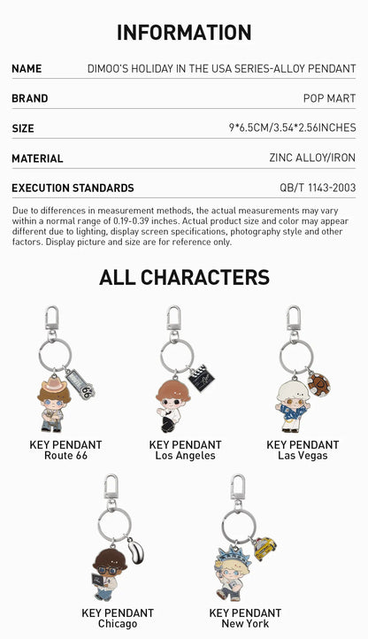 DIMOO'S HOLIDAY IN THE USA SERIES-Alloy Pendant NEW YORK , AUTENTHIC POP MART