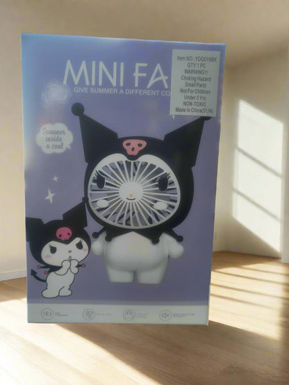 ✨ Kawaii Kuromi Mini Fan. 3 Speed , Rechargeable ✨x 12 wholesale