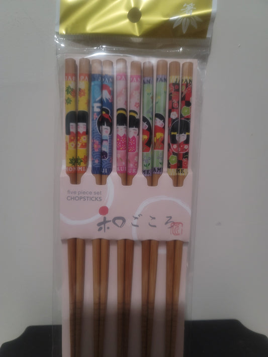 Set of 5 Japanese Chopsticks • Elegant Design NEW